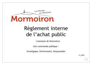 Règlement interne de l'achat public de la commune de Mormoiron, les procédures et seuils