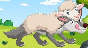 le loup se fait agneau pour tromper son monde